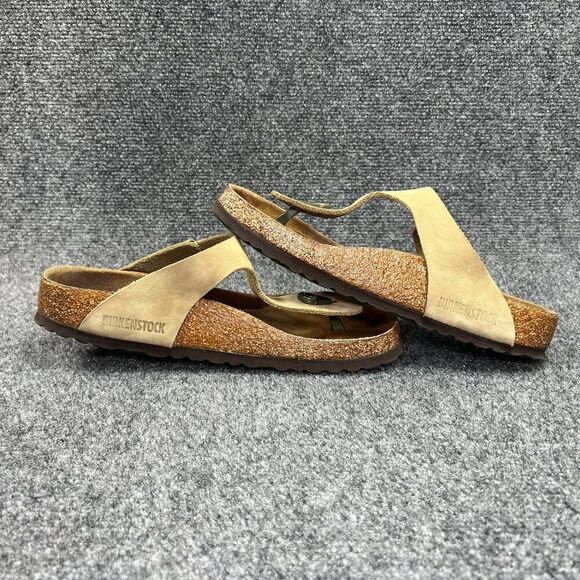 Birkenstock Gizeh Sandals Women's Size 7 Tan Leather Toe Post Comfort Flip Flops - Picture 7 of 12
